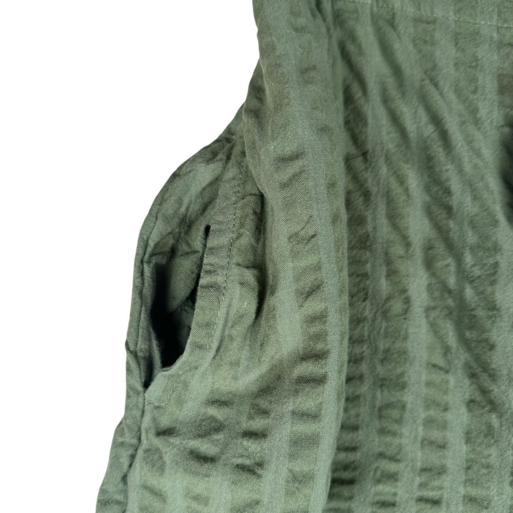 Free People Women’s Pants Size Medium Green Cotton Button side closure Wide Leg - Picture 5 of 9
